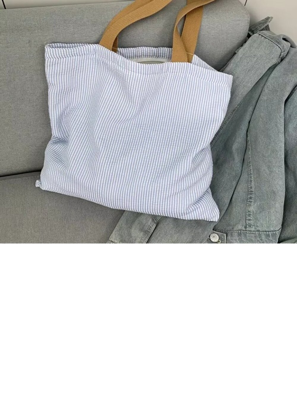 Stripe Contrast Color Women's Canvas Shoulder Bag Large Capacity CollegeBook